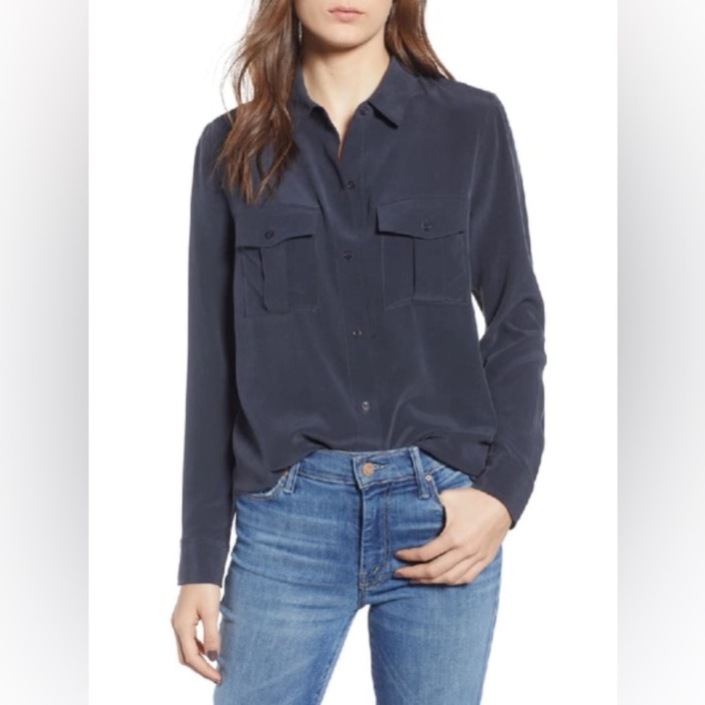 Rails Rhett Silk Button Down Charcoal Shirt - size Small